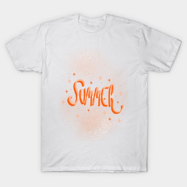 Summertime hand lettering design in orange T-Shirt by Valeria Frustaci 